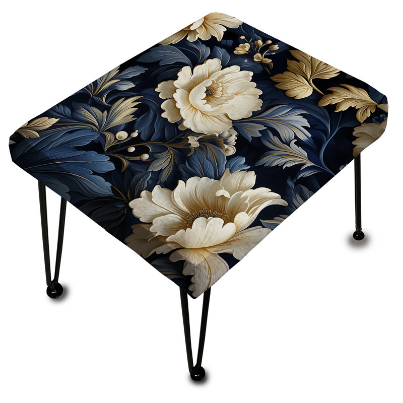 Regal Damask Splendor Victorian Pattern VI - Floral Rectangle Ottoman