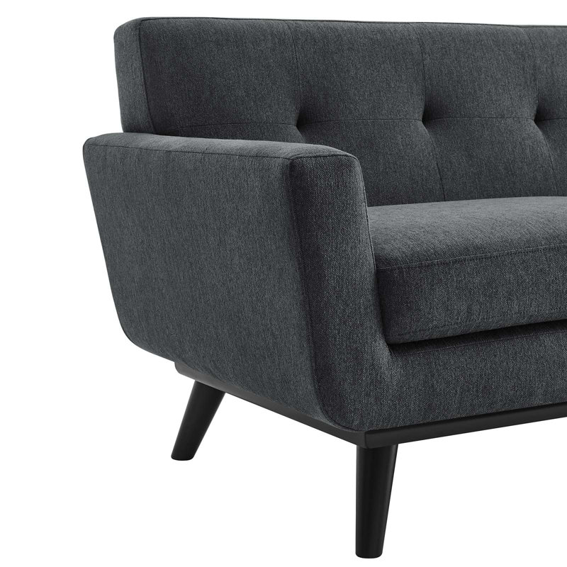 Modway Engage Herringbone Fabric Loveseat, Charcoal Fabric