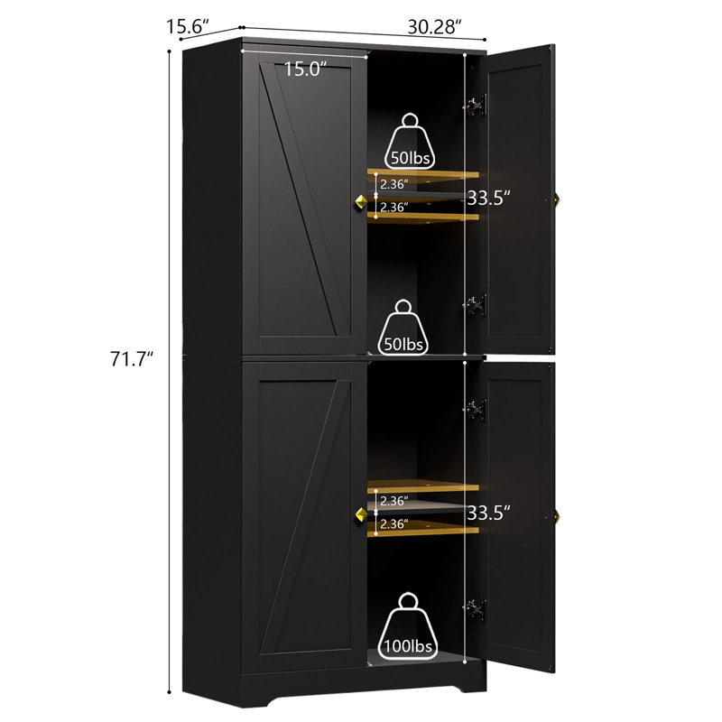 Armoire garde-manger de 72 po de hauteur, Noir
