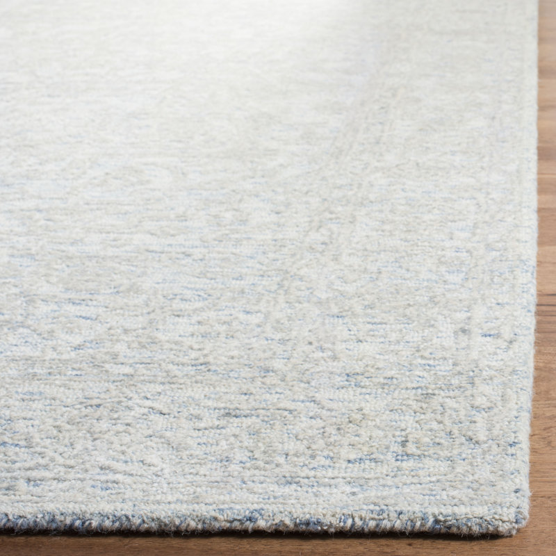 Tisya Hand Tufted Viscose/Wool Oriental Rug in White/Blue, Runner 2'3" x 8'