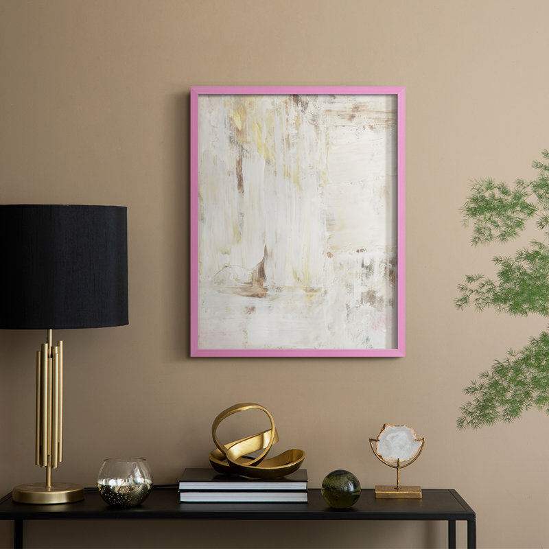 «Milky Patina I», reproduction encadrée - bois massif, H 21 po x l 17 po, Encadré rose