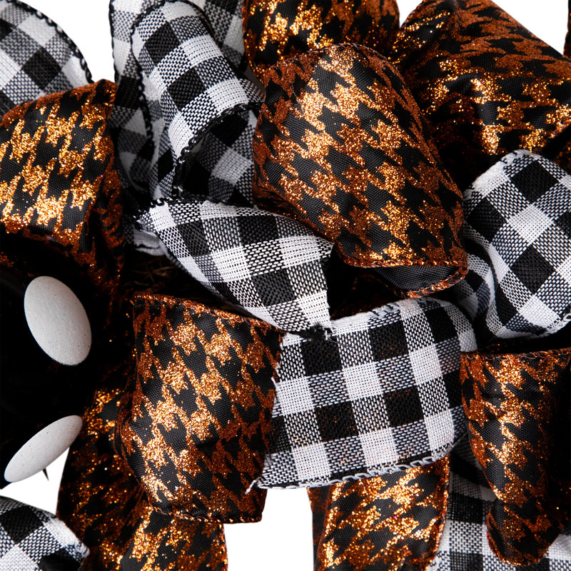 Couronne d'Halloween orange et noire avec arcs 24 po non éclairée