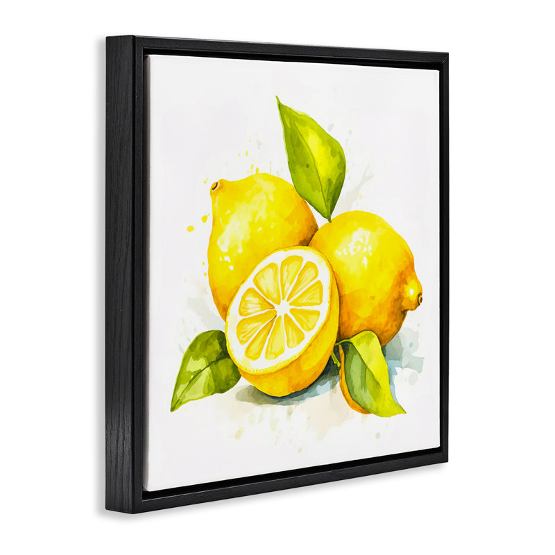 "Lemon Harvest", art mural encadré flottant par Andrea Haase, H 18 po x l 18 po, Cadre flottant orme Montalcino
