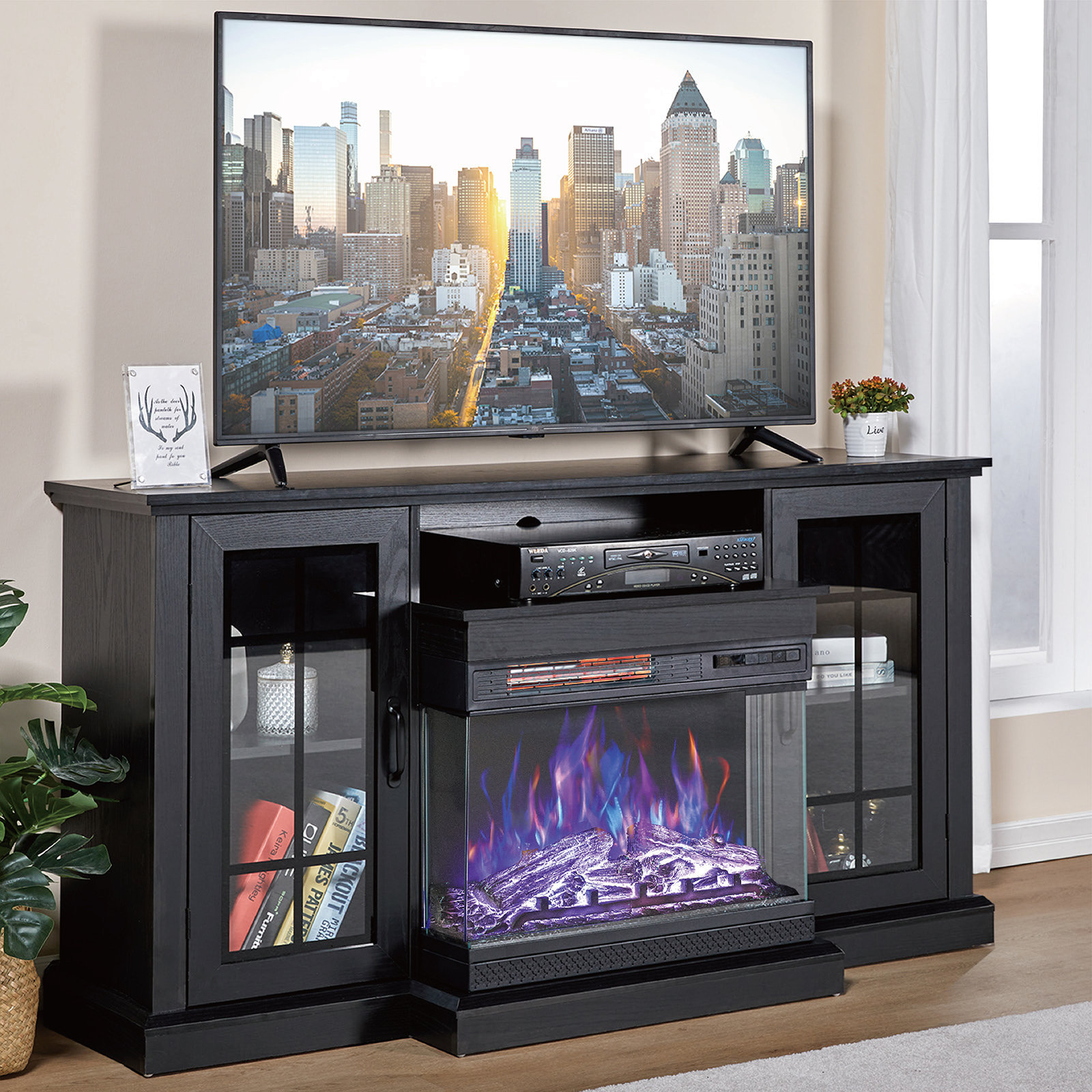 Lark Manor Alvilda 3-Sided Glass Fireplace TV Stand & Reviews - Wayfair ...