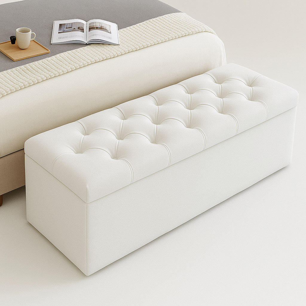Divan Chesterfield Wide Velvet Rectangle Solid Color Standard Ottoman Box with Storage