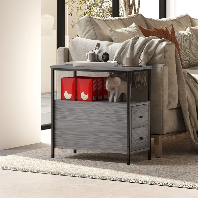 60cm W Engineered Wood Bedside Table