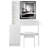 37" Middle Size Left Bedside Cabinet Vanity Table + Cushioned Stool Dresser Set, 2 AC+2 USB Socket, Hair Dryer Stand, Large Touch Control LED Sliding Mirror, 3-Color Switch, EPA, GCC, UL Certificate-1271757671