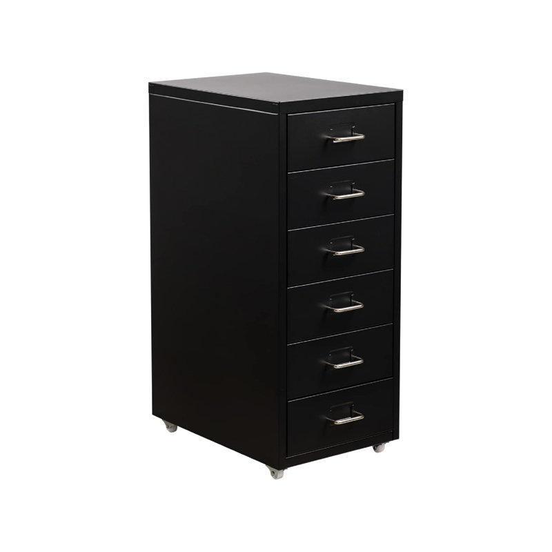 28 cm W 6 -Drawer Wheels / Casters included Mobile Steel Filing Cabinet
