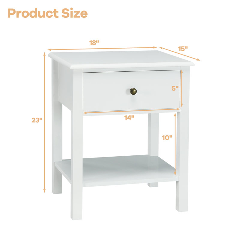 Ankeny Nightstand, White, Set of 1