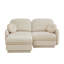 Canapé modulaire en L avec causeuse en chenille crème beige et repose-pieds-403819521-403819525