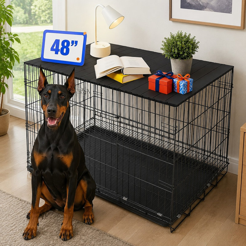 Plateau magnétique pour cage de 122 cm (48 po) – Table de rangement décorative pour chenils, noir (plateau seulement)