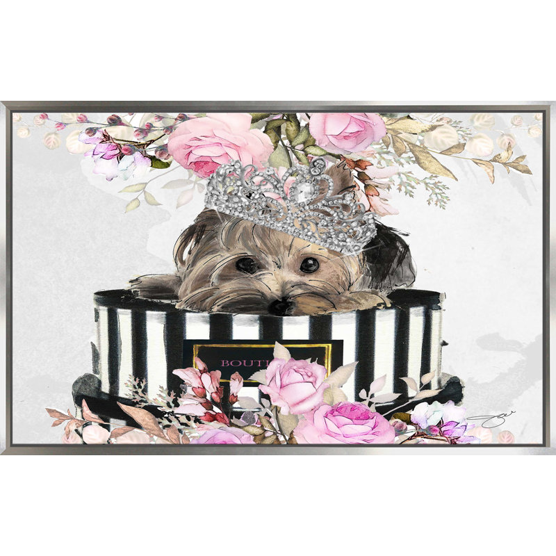 Yorkie Boutique (Horizontal) par By Jodi - impression, Cadre flottant argent, H 21,5 po x l 33,5 po x P 2 po