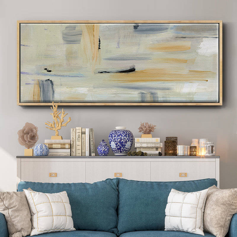 Gray Absract- Framed Canvas, 20" H x 50" W