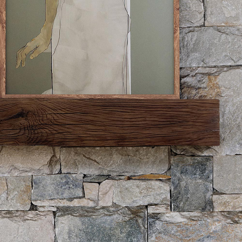 Thermastone 60" Concrete Fireplace Mantel Shelf – Non-Combustible, Heat-Resistant, Realistic Wood-Grain Texture - for Indoor & Outdoor Fireplaces
