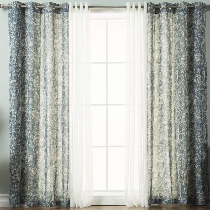 Panneau coulissant transparent avec œillets Yashvi, Bleu