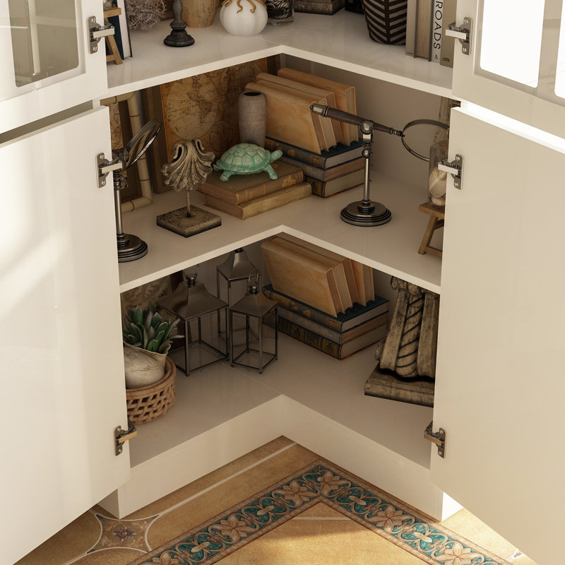 78.9'' H 5-Layer Corner Bookcase With Glass Doors