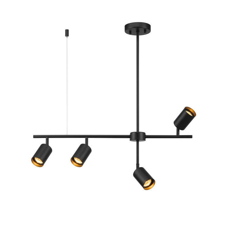 Jeremaiah 4 -Light Fixed Track Track Kit with Dimmable and Adjustable Head, 29.9" H x 5.75" L x 5.75" D, Black