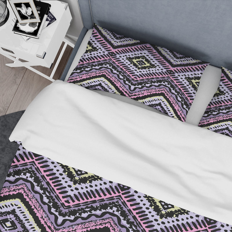 Ensemble de housse de couette en microfibre mauve / blanc 3 pièces