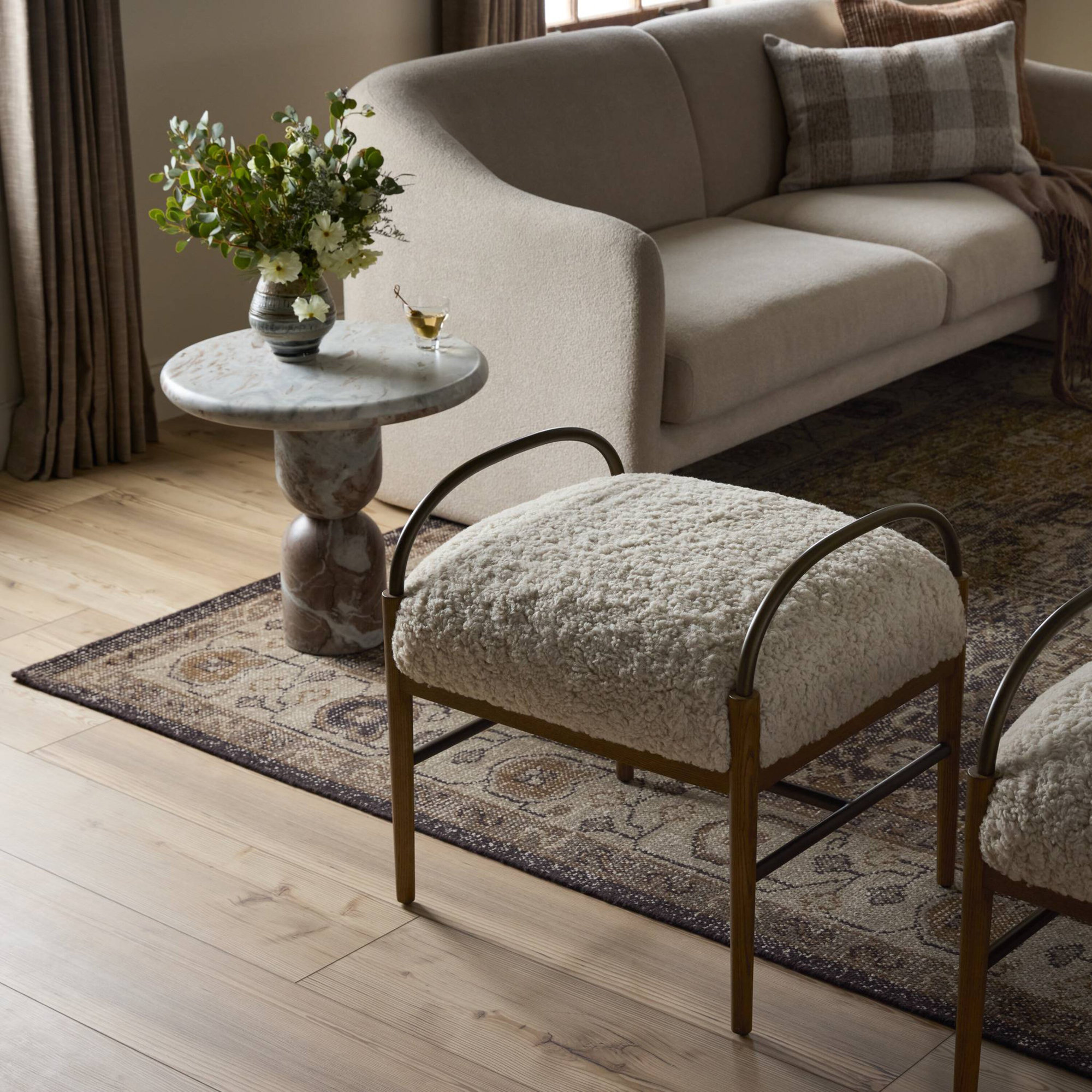 Demi Accent Stool, Beige