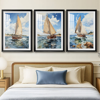 NAUTICAL Series CECXLI - Impression encadrée sur mesure de qualité supérieure - 3 pièces