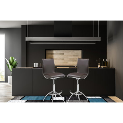 De 2 tabourets de bar bruns à hauteur réglable, de forme carrée, avec cadre pivotant moderne brun, de 26 po à 30 po, coussin en mousse