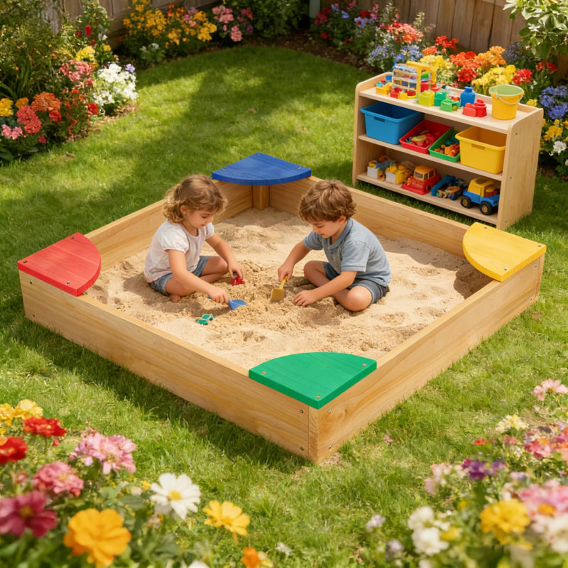 34'' x 5.5'' Solid Wood Square Sandbox