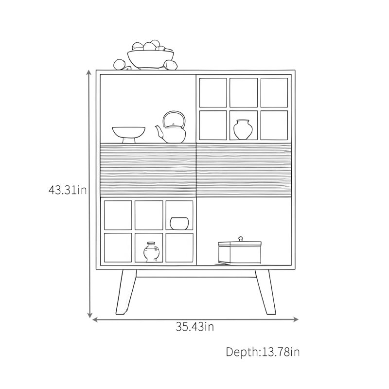 Buffet Simple Art Style, H 43,31 po x l 35,43 po x P 13,78 po