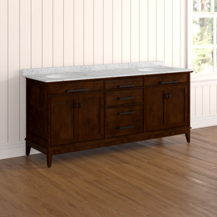 Anglet 73'' Double Bathroom Vanity with Marble Top