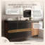 Meuble-lavabo 48 po en noyer avec lavabo à surface solide d'ingénierie noir mat et tiroirs noirs doux et une porte-131428776