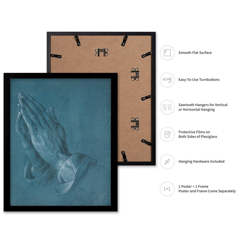 Praying Hands, 18"H x 24"W, Poster, Black Framed