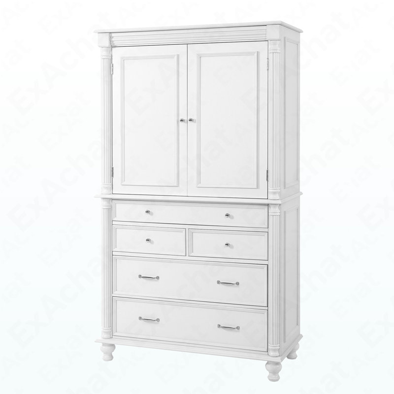 Garde-manger autoportant de 43,3 po x 20 po x 77,3 po - 5 tiroirs + 8 tablettes au total, Blanc