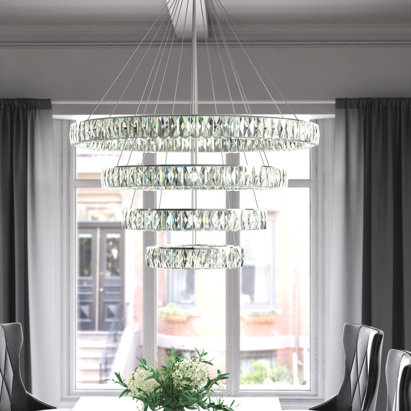 Steveson 4-Light Tiered LED Chandelier, Gold