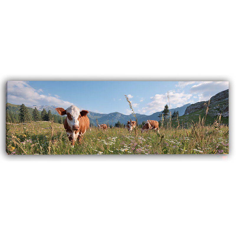 Art mural sur toile Alpine Meadow Companions, H 15 po x l 45 po