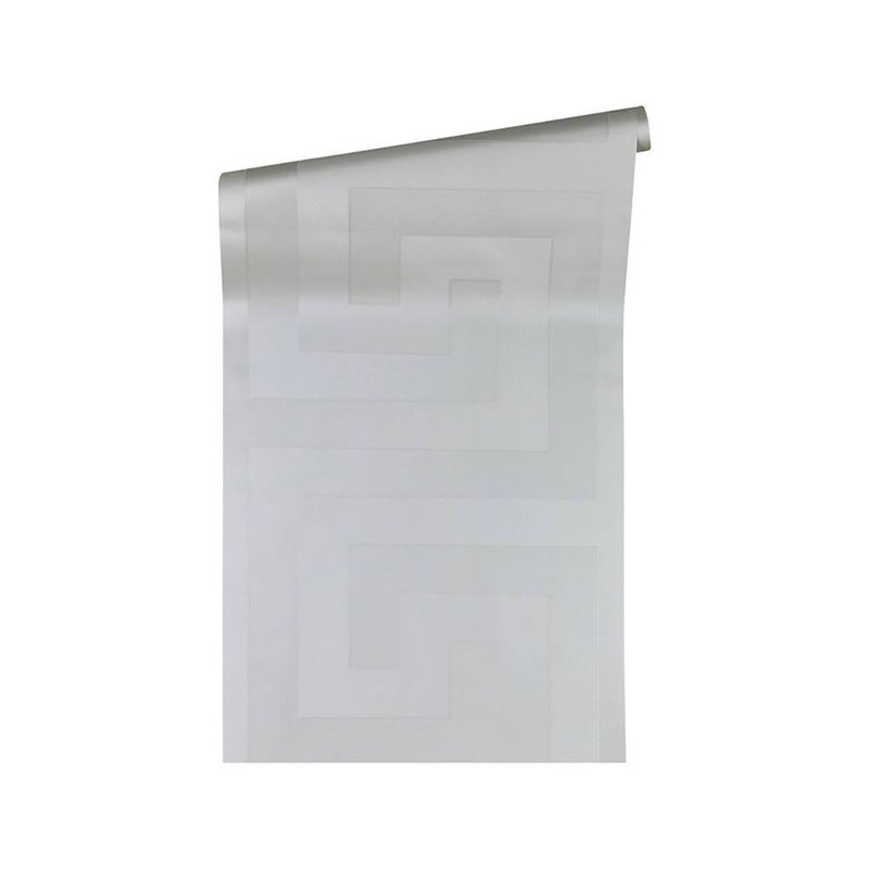 Versace Greek Key Silver Gray Vinyl Wallpaper, Silver/Gray, 33' L x 27" W