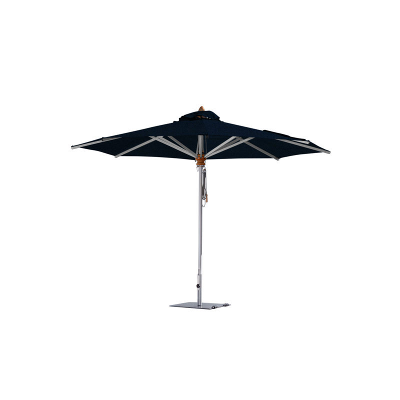 Bravura 13.1' Round Market Umbrella, Square Metal w/ wheels+2.25" Stainless Steel Tube, 111.41" H x 157.48" W x 157.48" D