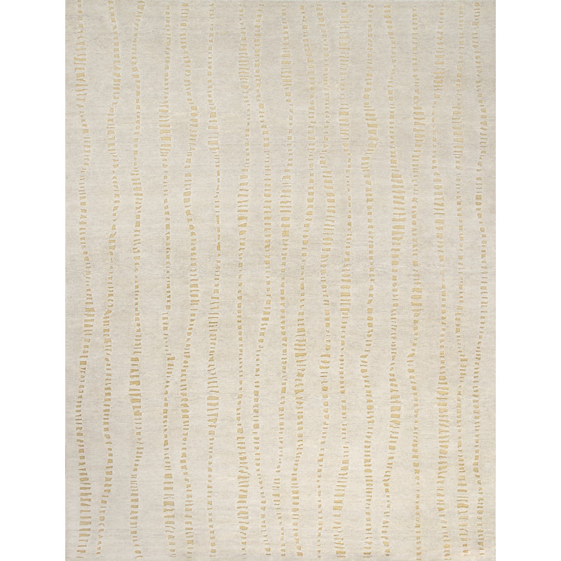 Terranova Wool Striped Area Rug in Gold/Ivory, Rectangle 10' x 14'