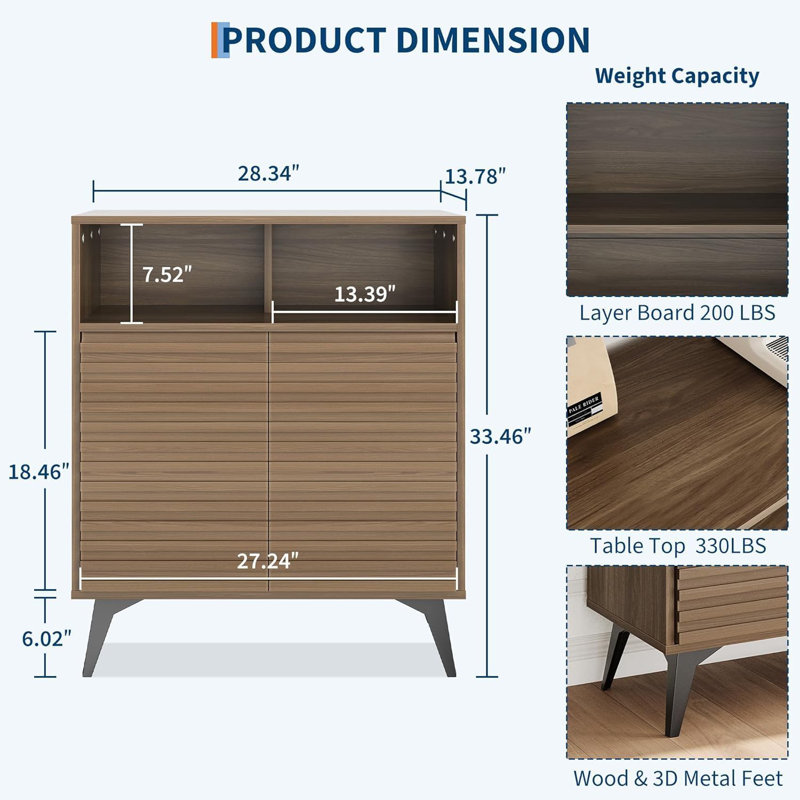 72cm Sideboard, Brown