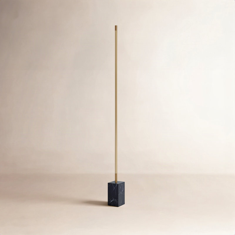 Ericson 65'' Column Floor Lamp, Antique Brass/Black Marble