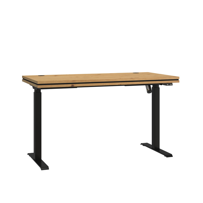 21 MALTA Adjustable Metal Base Standing Desk, Artisan Oak