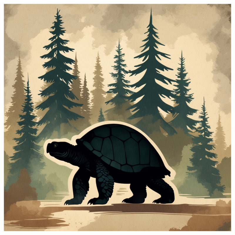 Édredon Tortoise In Forest Landscape, Lit simple