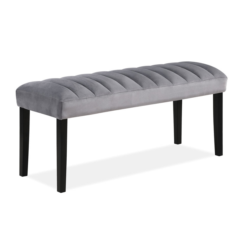 Fashion Gray Black Home Dining Furniture - Solid Wood, Velvet Upholstered Bench Contemporary Style Gray/Black Kitchen Seat Luxurious Upholstery
