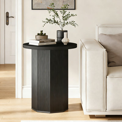 Table de bout ronde, table d'appoint étroite avec piédestal stable