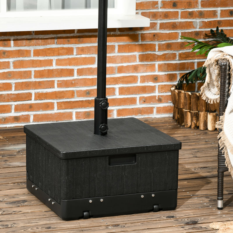 Base de parasol d'extérieur 31, capacité de 175 lb, noir, avec roues et poignées verrouillables, peut servir de pot de fleurs pour table de bout
