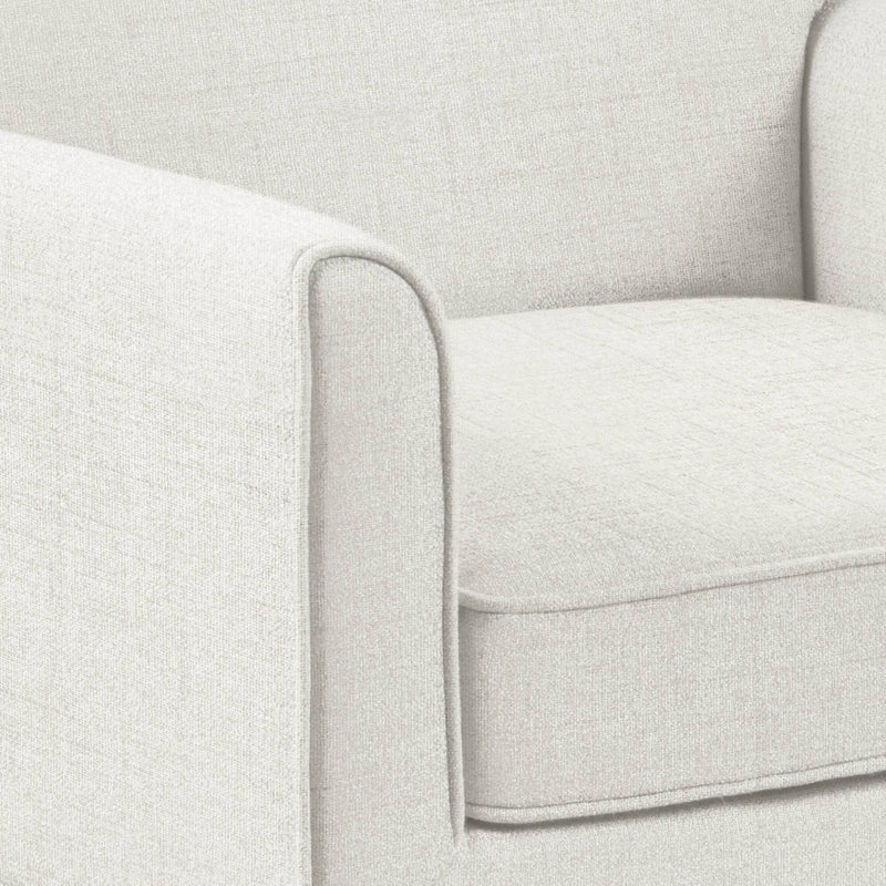Fauteuil d'appoint à housse avec accoudoirs sur rail et base à jupe ajustée Paula, Paula, Crème