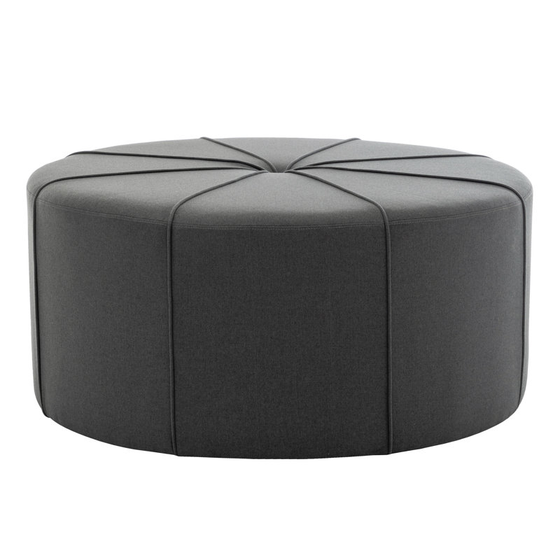 Wrought Studio™ Aron 39.4" Fabric Round Cocktail Ottoman, Brackman Dark Gray Fabric