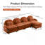 Canapé 4 places en tissu de style nuage Meka, dossier incurvé et accoudoirs avec coussins lombaires incurvés, canapé modulaire 4 places modulaire avec repose-pieds mobile et coussin de soutien à double couche, orange-653260017