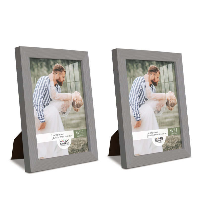 Ensemble de 2 cadres à photo simples en bois 3 po x 5 po noirs, Gris, 6 po x 8 po