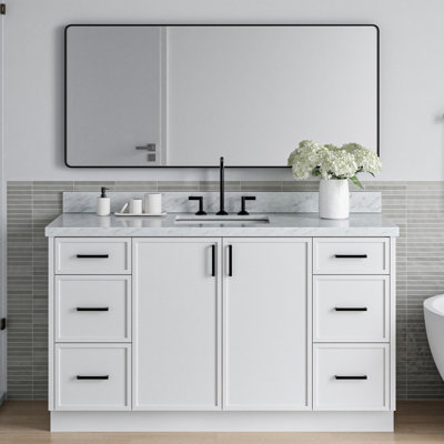 ARIEL Kelly 61 Single Sink Bathroom Vanity with Italian Carrara Marble Top