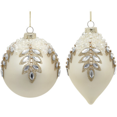 Jeweled And Pearlized Ornament, Set Of 6