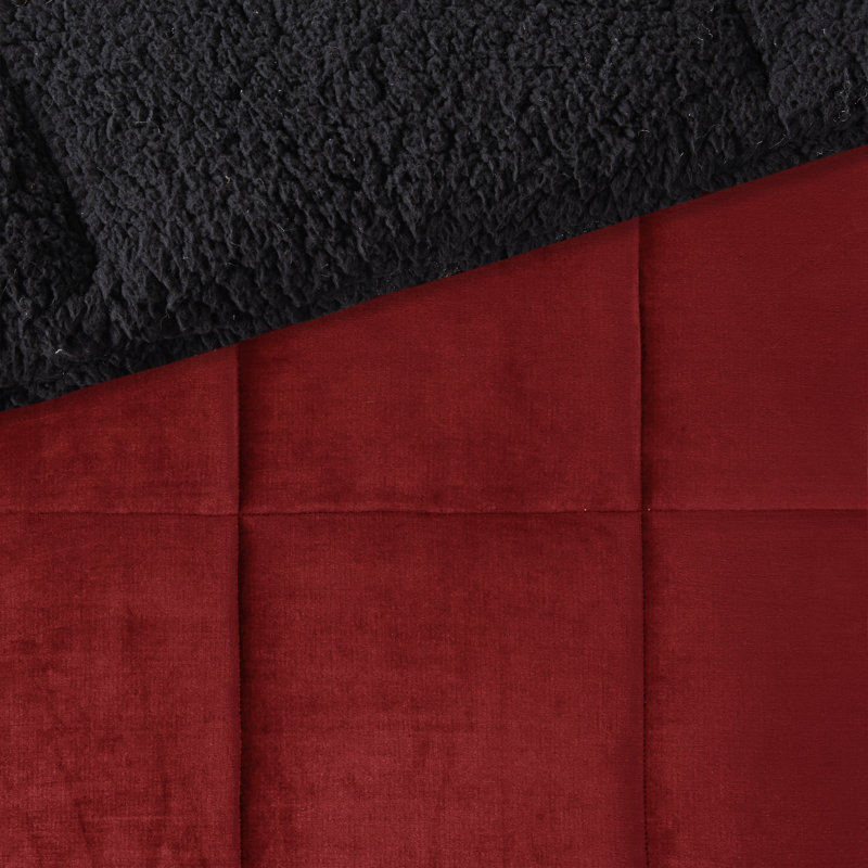 Ensemble d'édredon ultra-doux Alton, Rouge/noir, Édredon très grande taille, 2 taies et 2 coussin